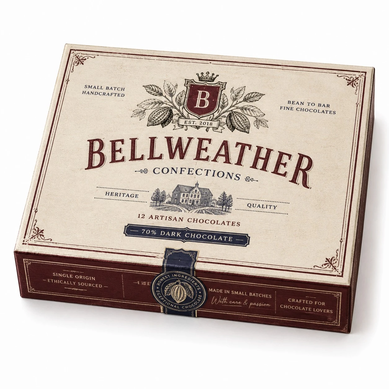 luxury chocolate gift box vintage letterpress