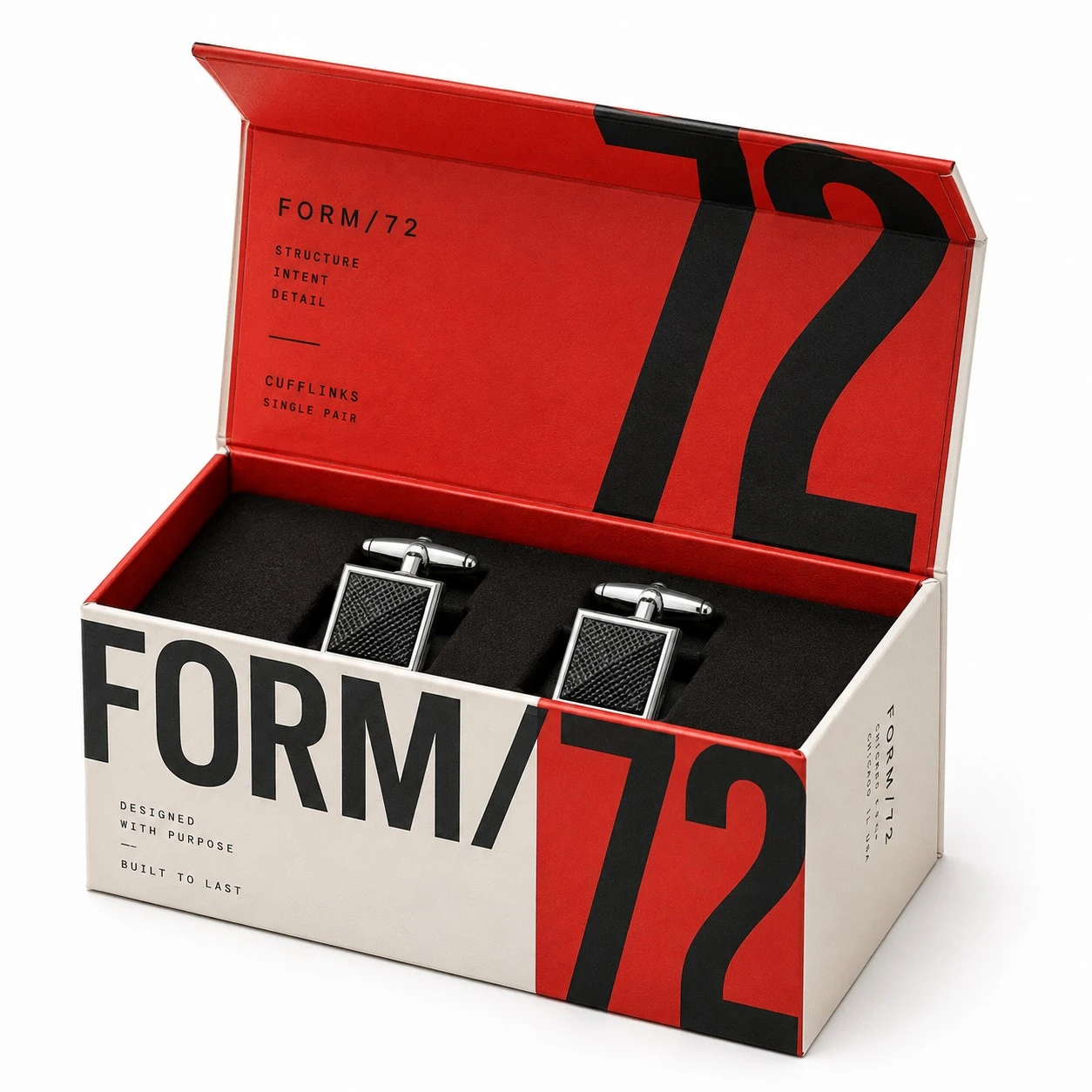 magnetic custom cufflink boxes bold typography