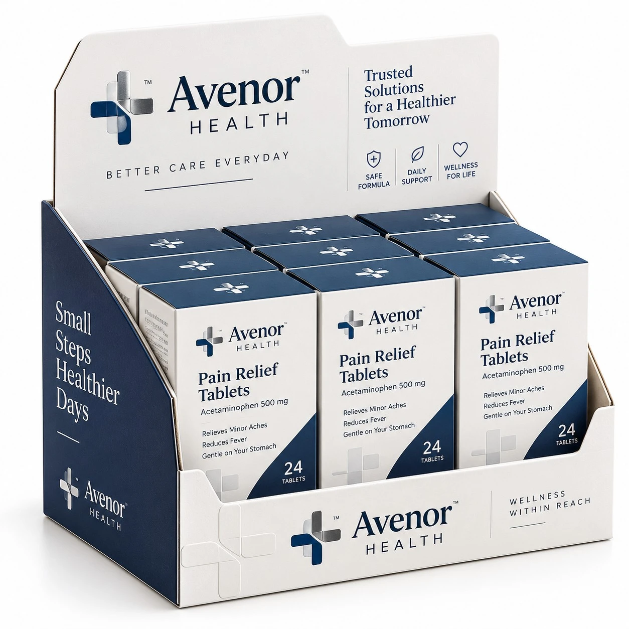 pharmaceutical display boxes avenor clinical counter display