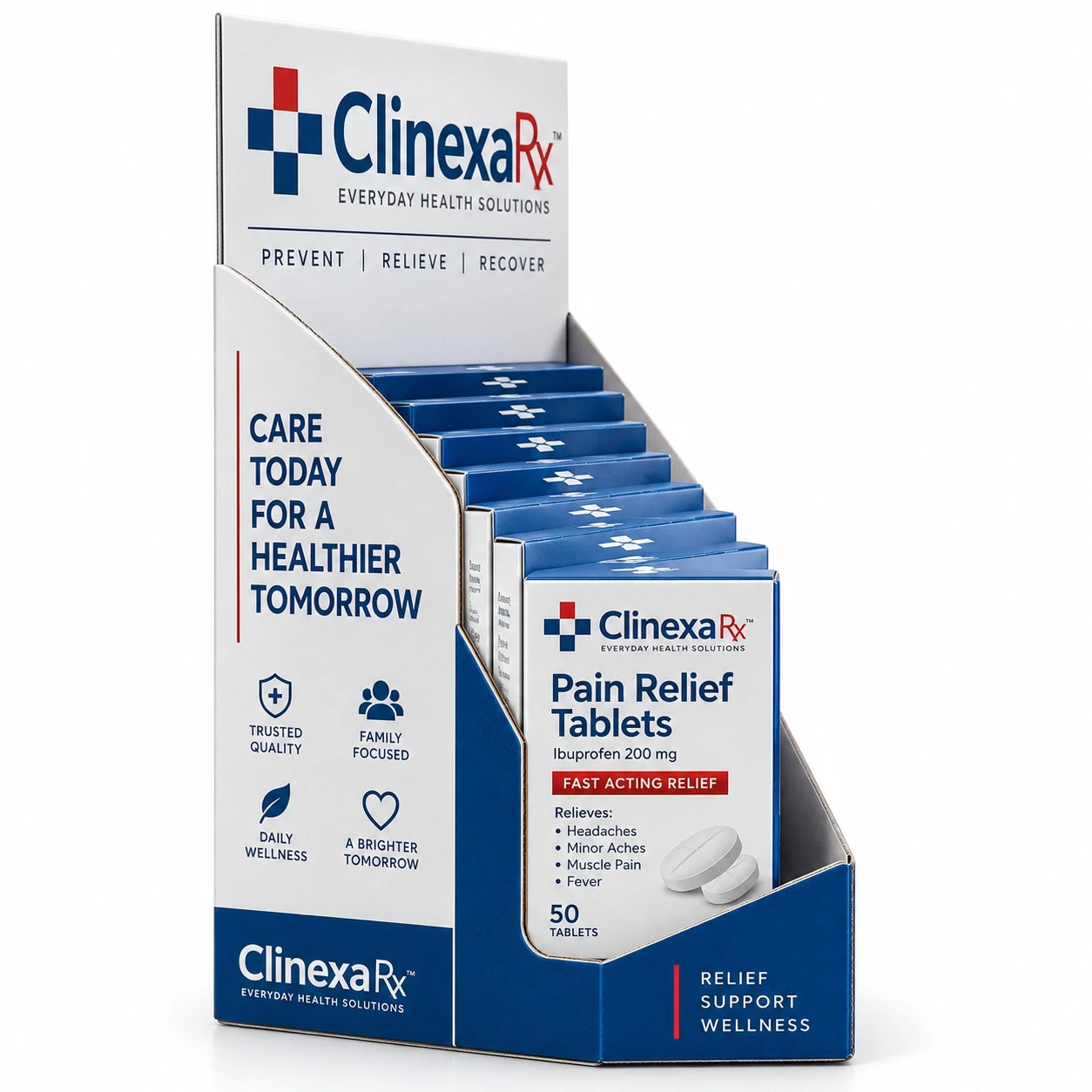 pharmaceutical display boxes clinexa side profile