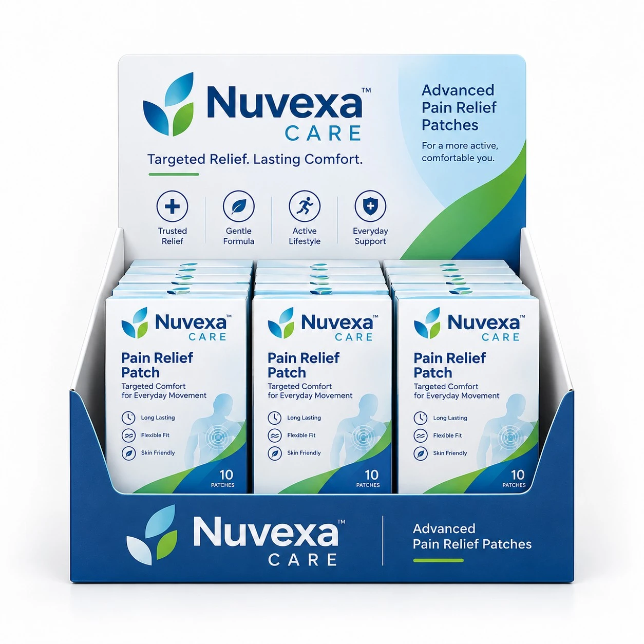 pharmaceutical display boxes front view