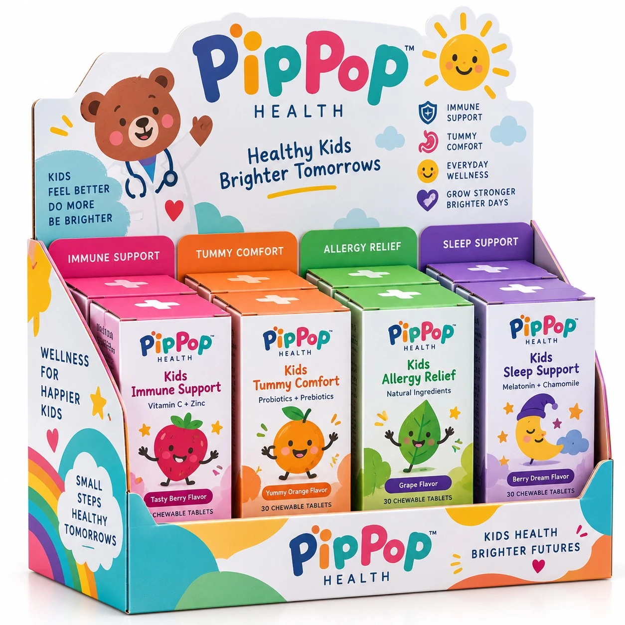 pharmaceutical display boxes pediatric multi bin display