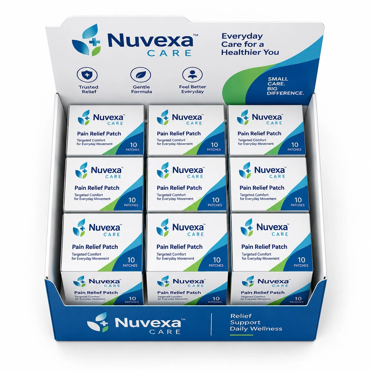 pharmaceutical display boxes top down layout