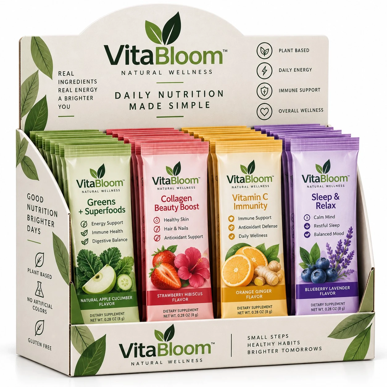 pharmaceutical display boxes wellness stick pack display