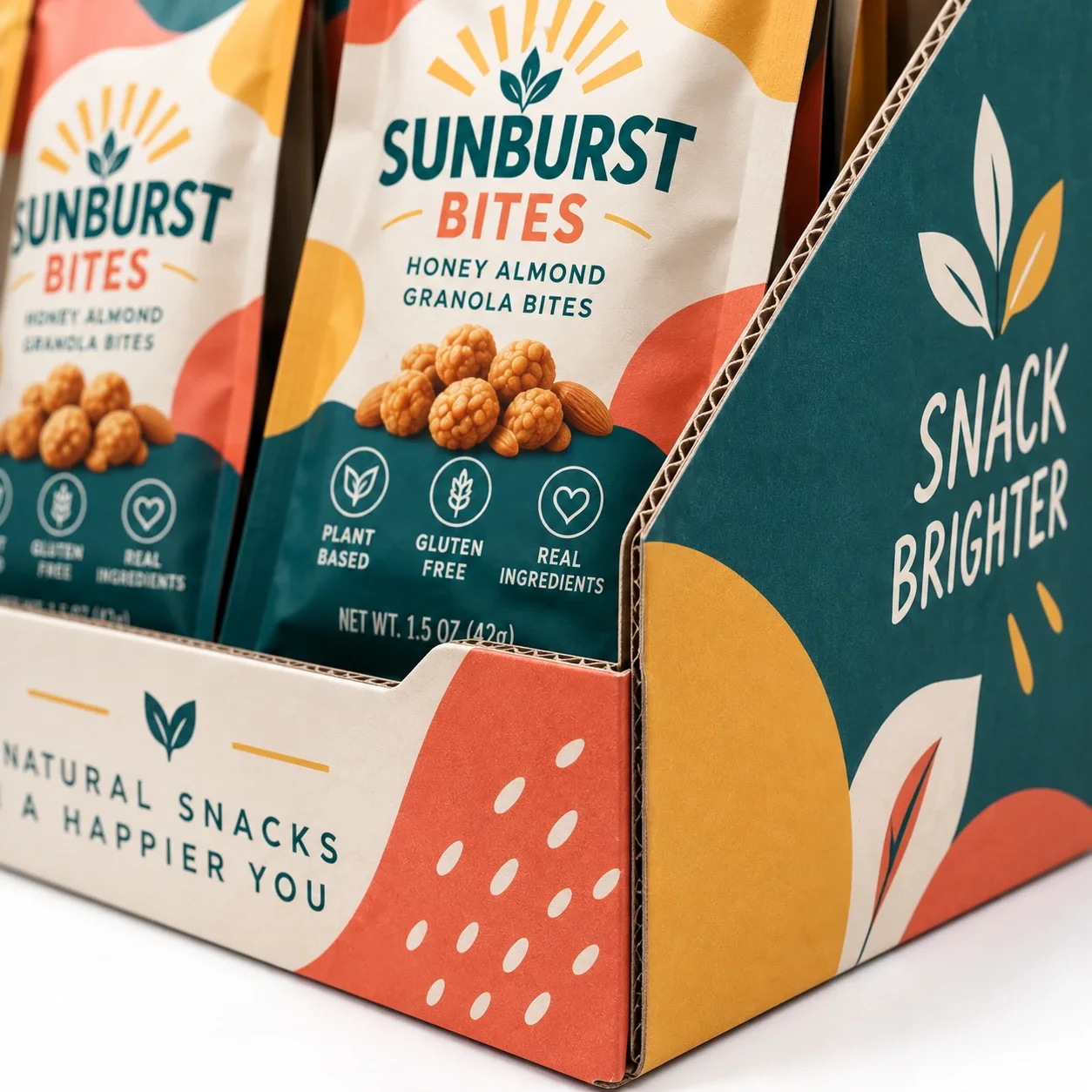 Sunburst Snacks Display Box Close Up