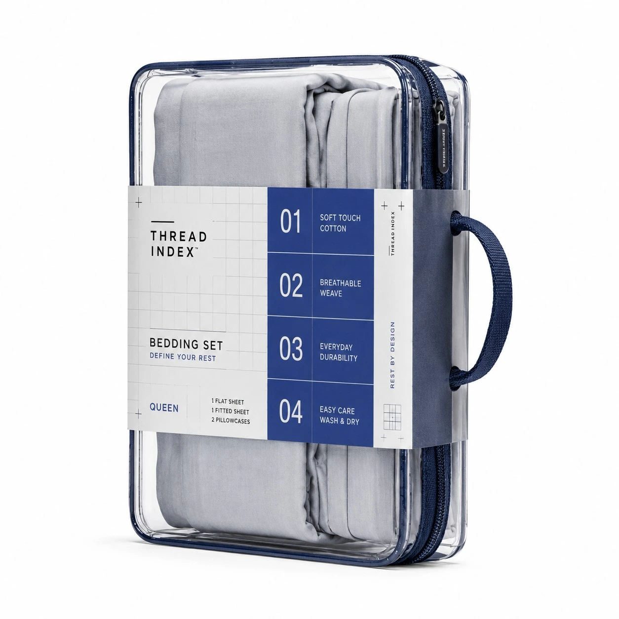 transparent zippered bedding storage case