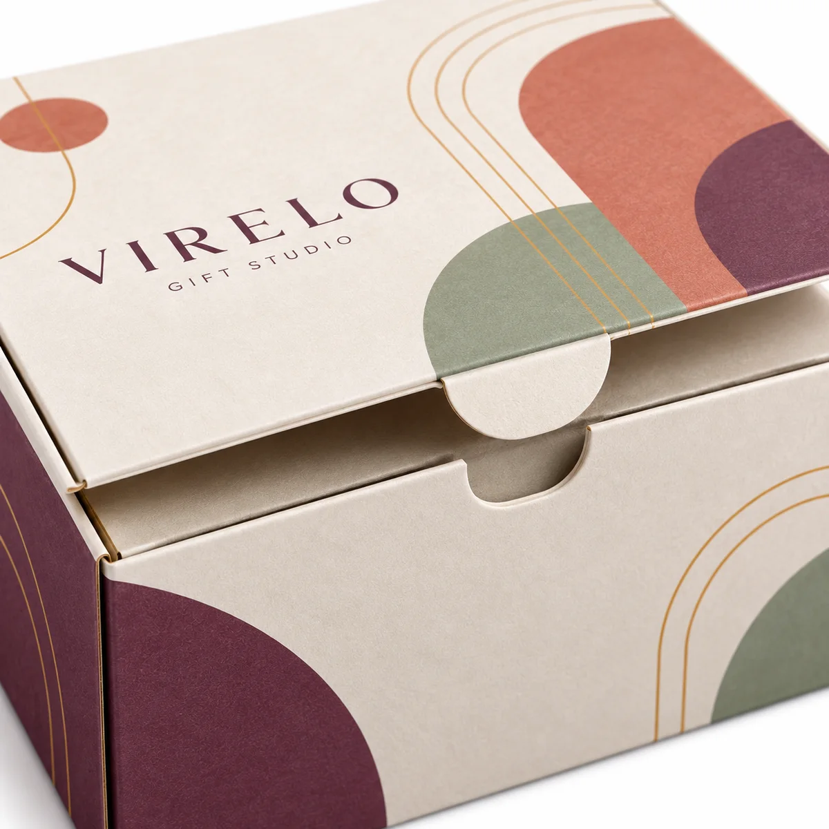 Close-up of a custom tuck top gift box