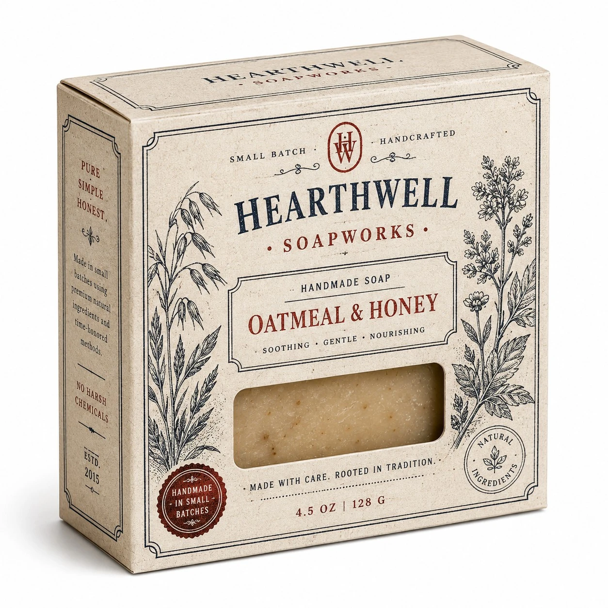 vintage custom handmade soap box window packaging