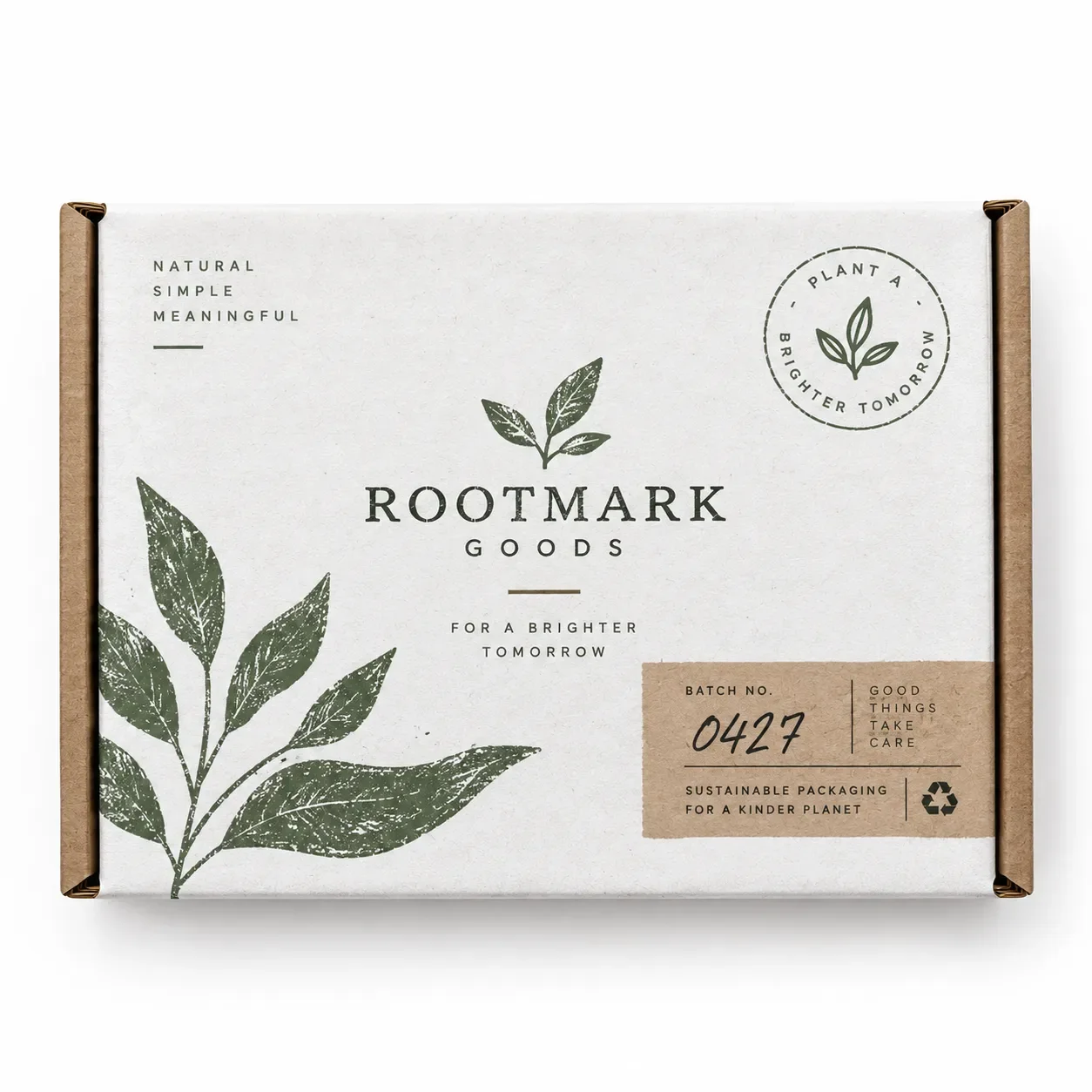 white cardboard boxes kraft botanical top view