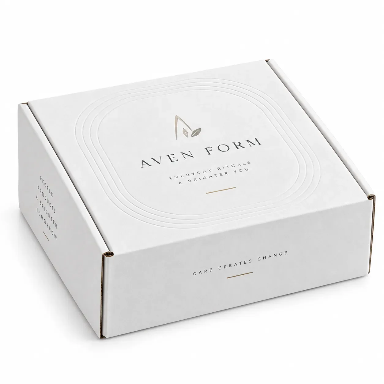 white cardboard boxes minimal embossed mailer