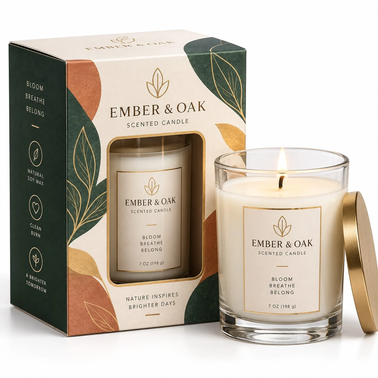 window display box candle botanical gold window