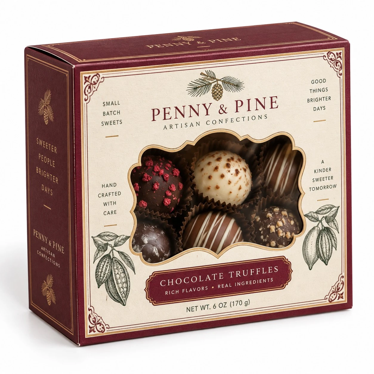 window display box chocolate truffles scalloped
